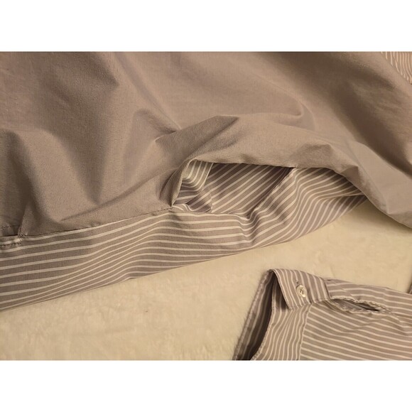 STUDIO 1886 Gray White Striped Collared Button Down Tunic Shirt Size 3X - Picture 5 of 13